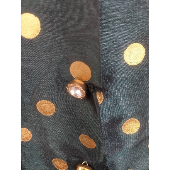 50s Dark Green Gold Polka Dot Dress Vintage Shirley Lee S M 36 28 New Old Stock - Picture 8 of 10